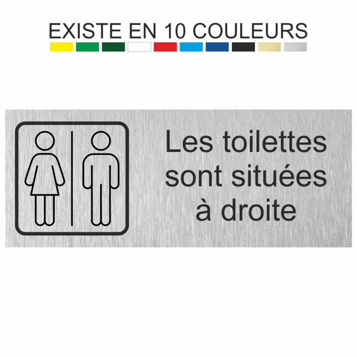 Plaque gravée les toilettes sont situées à droite
