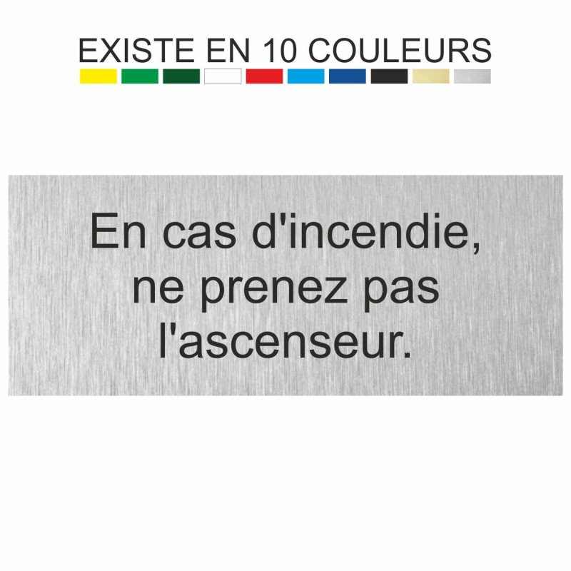 Plaque gravée en cas d'incendie, ne prenez pas l'ascenseur