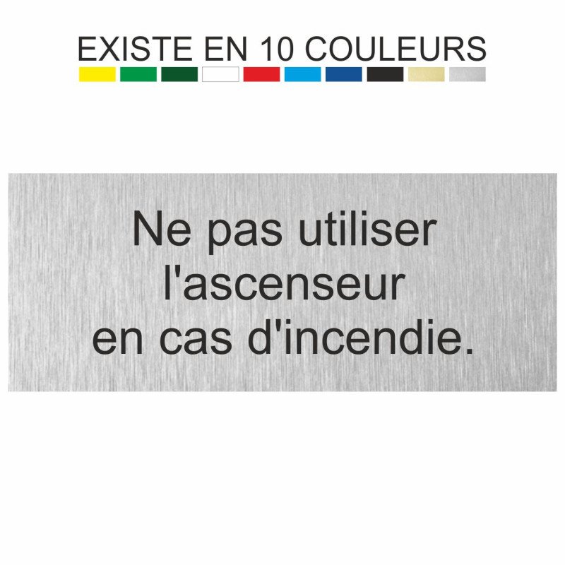 Plaque gravée ne pas utiliser l'ascenseur en cas d'incendie