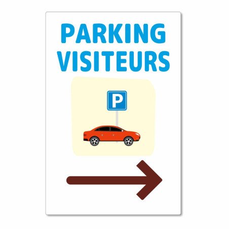 Panneau parking visiteurs à droite