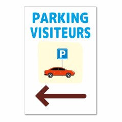 Panneau parking visiteurs à gauche