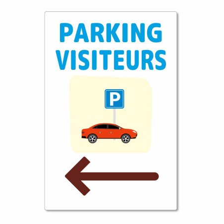 Panneau parking visiteurs à gauche