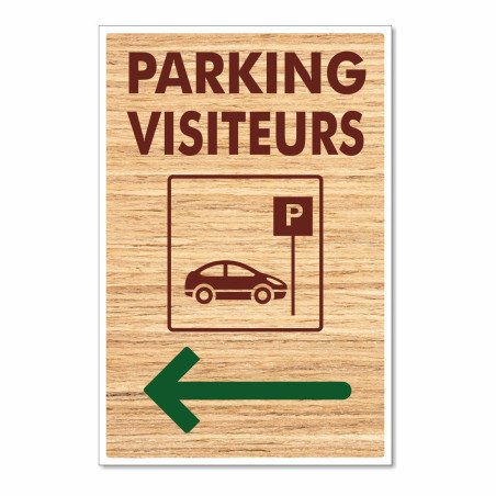 Panneau parking visiteurs à gauche