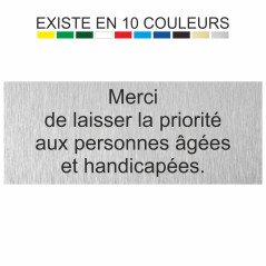 Plaque gravée merci de laisser la priorité aux personnes âgées et handicapées