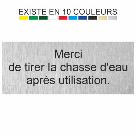 Plaque gravée merci de tirer la chasse d'eau après utilisation