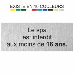 Plaque gravée le spa est interdit aux moins de 16 ans
