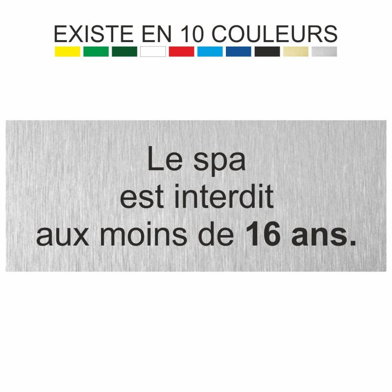 Plaque gravée le spa est interdit aux moins de 16 ans