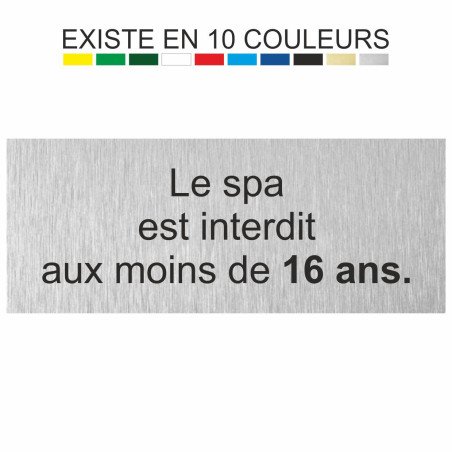 Plaque gravée le spa est interdit aux moins de 16 ans