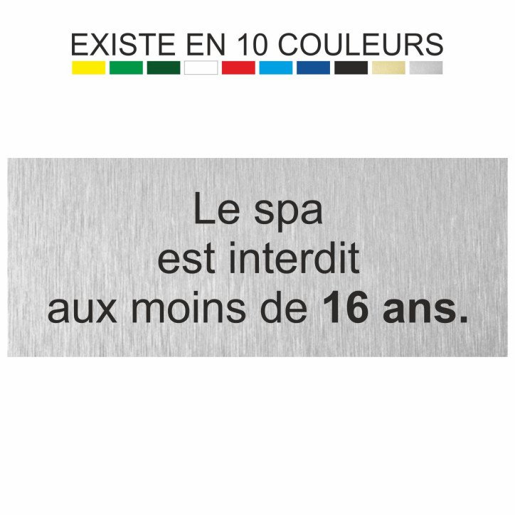 Plaque gravée le spa est interdit aux moins de 16 ans