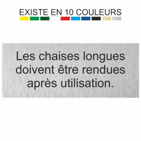 Plaque gravée les chaises longues doivent être rendues après utilisation