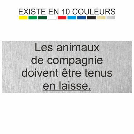 Plaque gravée les animaux de compagnie doivent être tenus en laisse