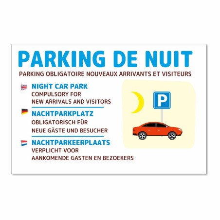 Panneau parking de nuit horizontal