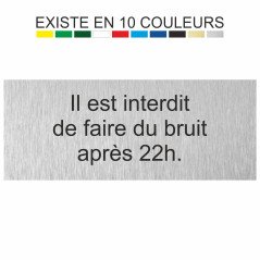 Plaque gravée il est interdit de faire du bruit après 22h