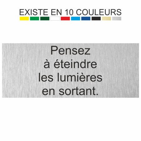 Plaque gravée pensez à éteindre les lumières en sortant