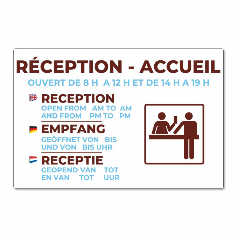 panneau horaires réception accueil sur mesure