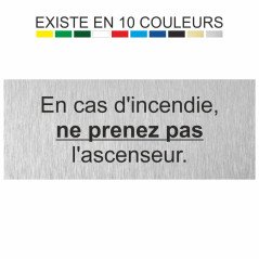 Plaque gravée en cas d'incendie, ne prenez pas l'ascenseur