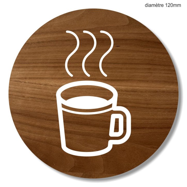 Plaque en bois ronde café