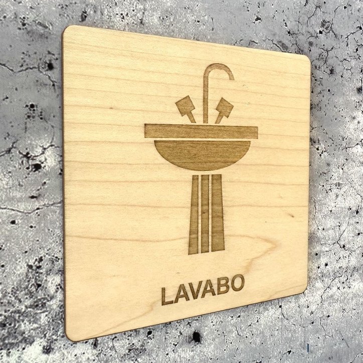 Plaque en bois gravure lavabo Plaque en bois gravure lavabo