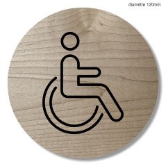 Plaque en bois ronde handicapé