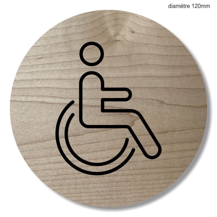 Plaque en bois ronde handicapé