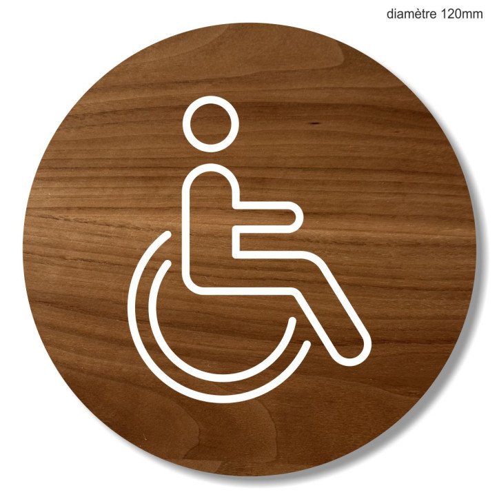 Plaque en bois ronde handicapé Plaque en bois ronde handicapé