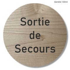 Plaque en bois ronde sortie de secours