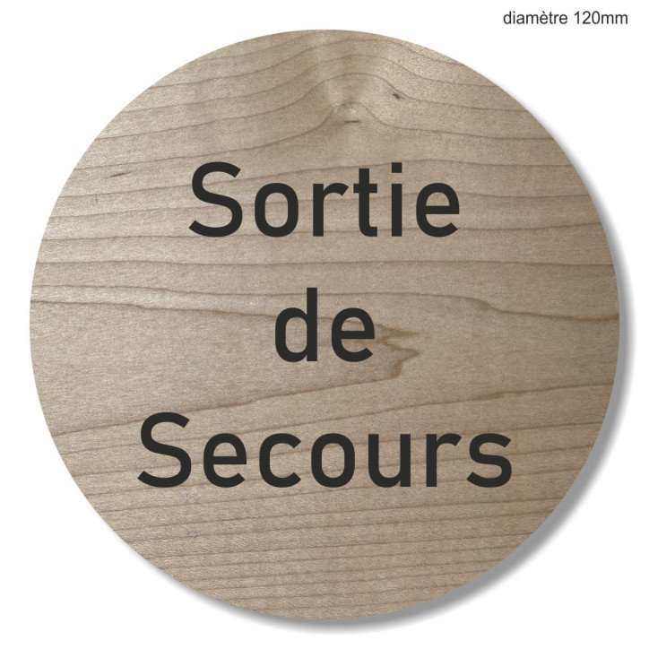 Plaque en bois ronde sortie de secours Plaque en bois ronde sortie de secours