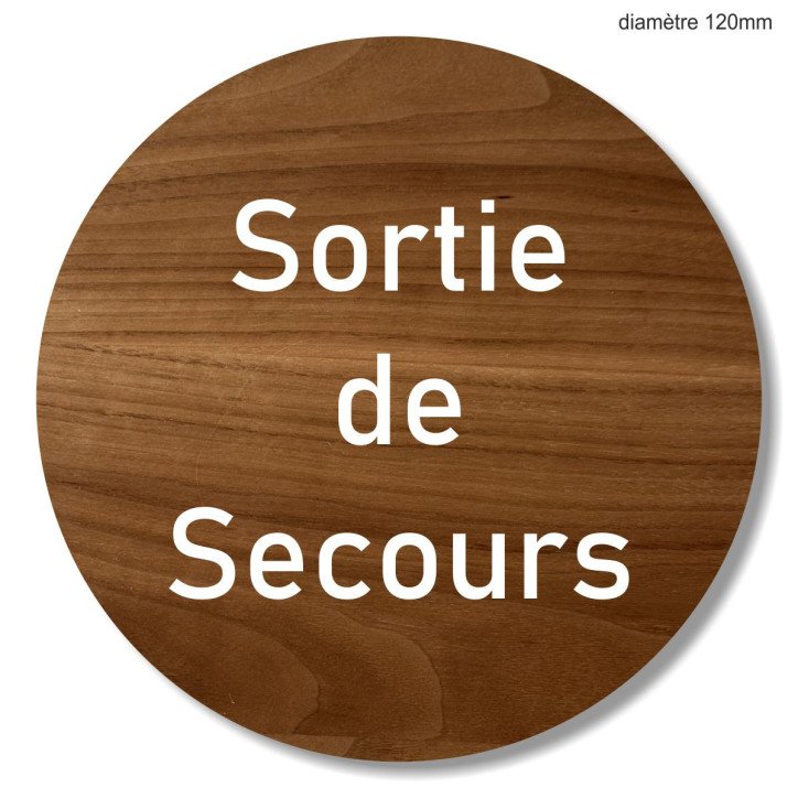 Plaque en bois ronde sortie de secours Plaque en bois ronde sortie de secours