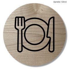 Plaque en bois ronde restaurant