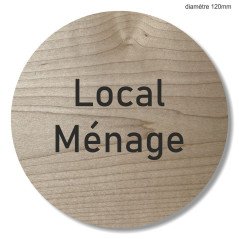 Plaque en bois ronde local ménage