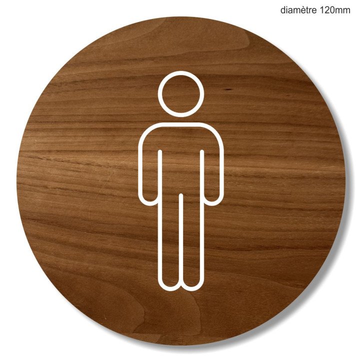 Plaque en bois ronde toilettes hommes Plaque en bois ronde toilettes hommes