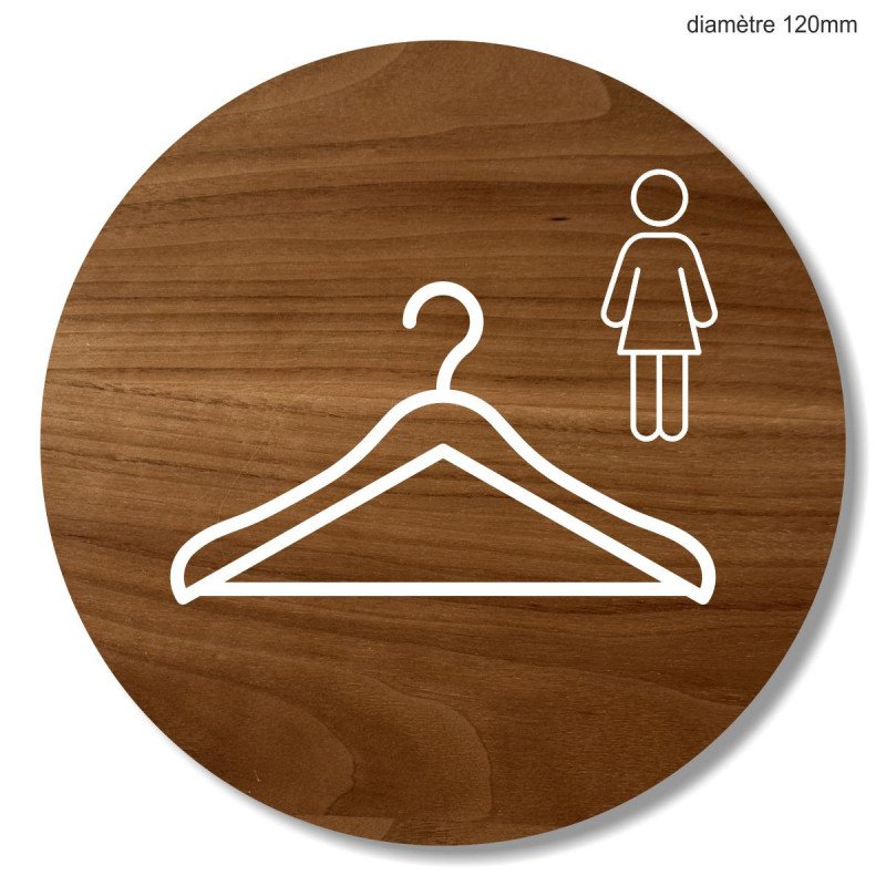 Plaque en bois ronde toilettes hommes