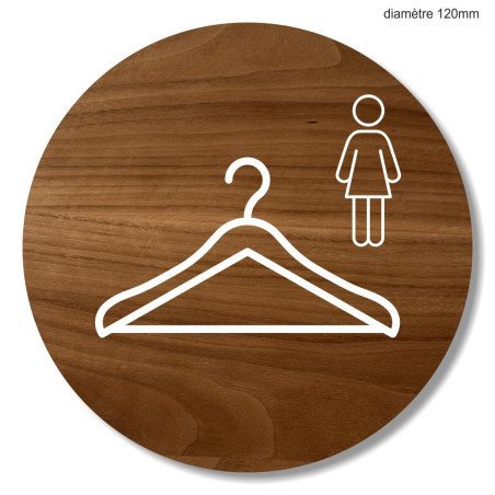 Plaque en bois ronde toilettes hommes