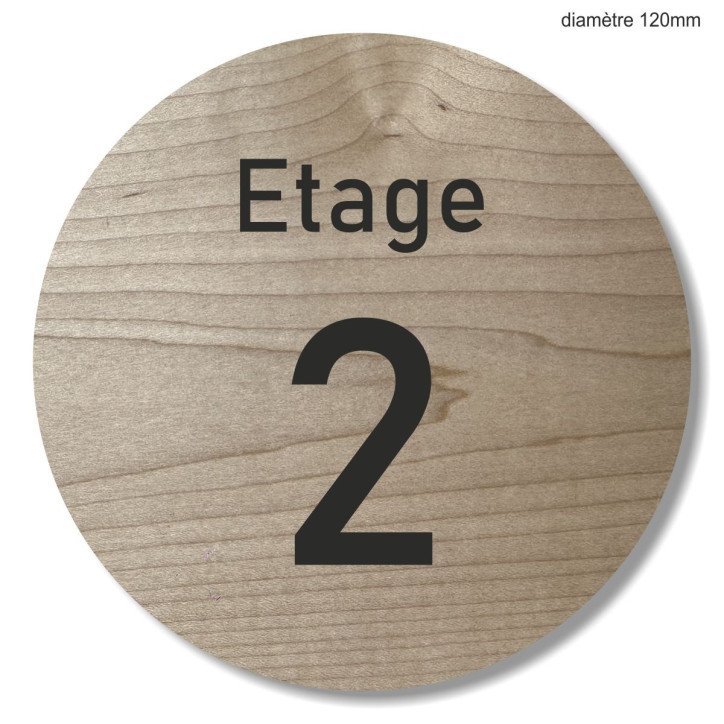 Plaque en bois ronde étage sur mesure