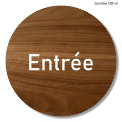 Plaque en bois ronde stop entrée interdite