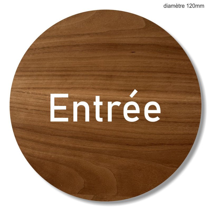 Plaque en bois ronde stop entrée interdite