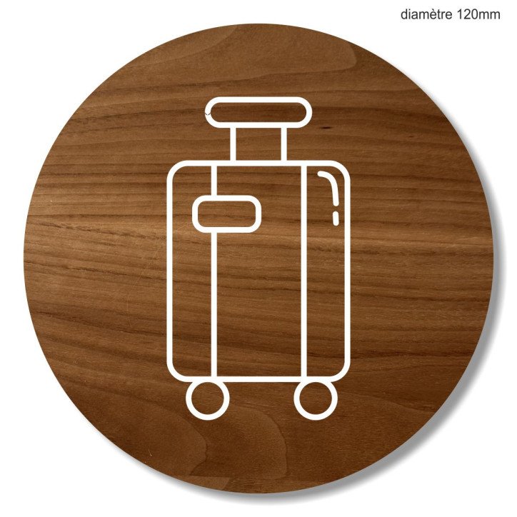 Plaque en bois ronde valise Plaque en bois ronde valise