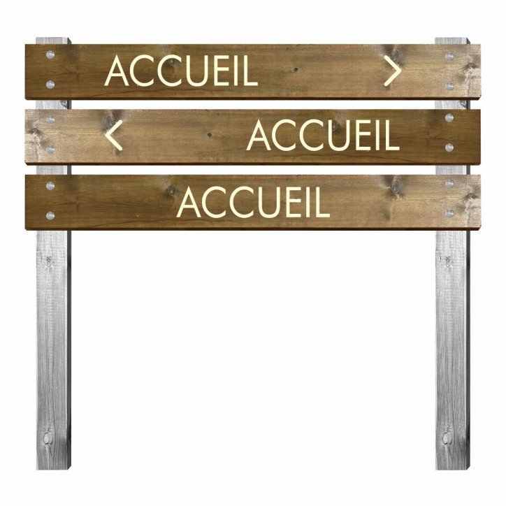 Panneau en bois gravé Accueil pour bi-mât Panneau en bois gravé Accueil pour bi-mât