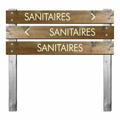 Panneau en bois gravé sanitaires pour bi-mât