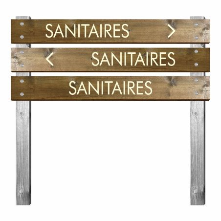 Panneau en bois gravé sanitaires pour bi-mât