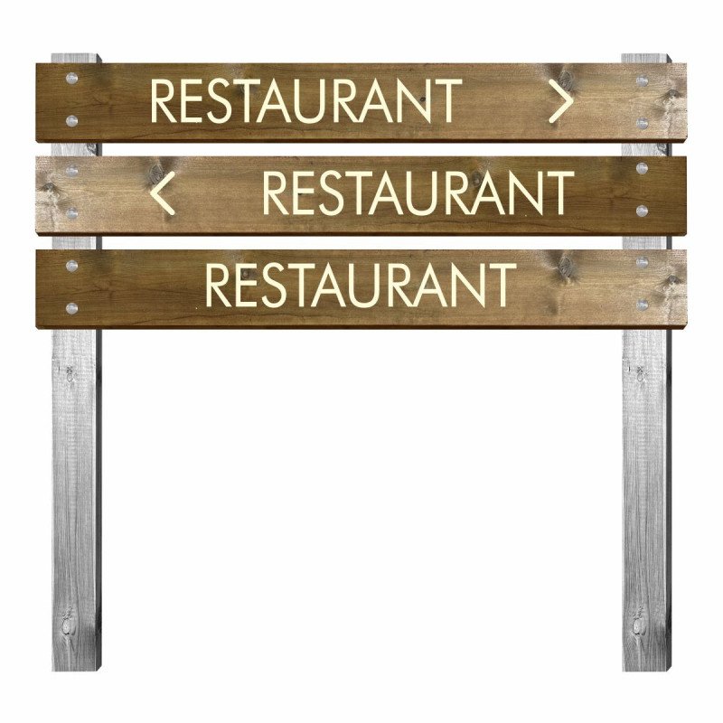 Panneau en bois gravé restaurant pour bi-mât