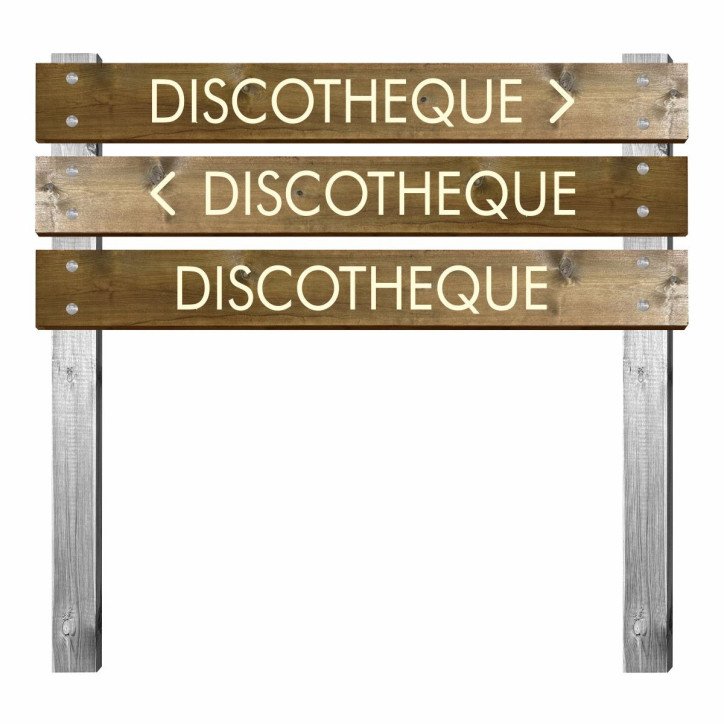 Panneau en bois gravé discothèque pour bi-mât Panneau en bois gravé discothèque pour bi-mât