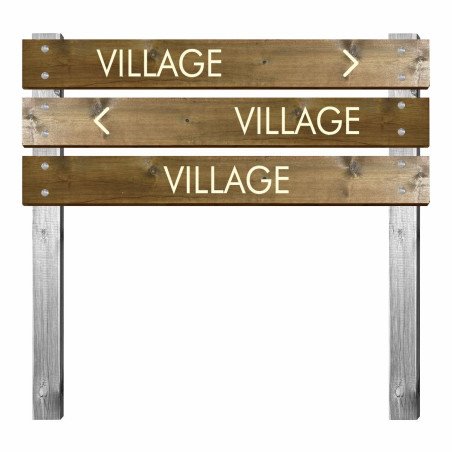Panneau en bois gravé village pour bi-mât