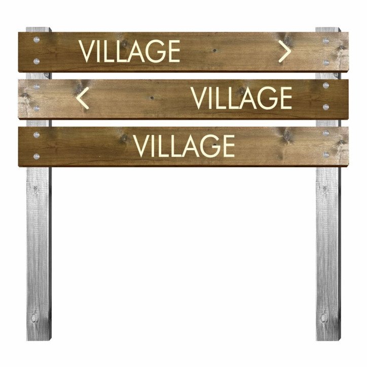 Panneau en bois gravé village pour bi-mât Panneau en bois gravé village pour bi-mât