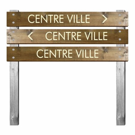 Panneau en bois gravé centre ville pour bi-mât