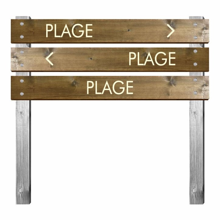 Panneau en bois gravé plage pour bi-mât Panneau en bois gravé plage pour bi-mât