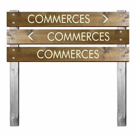 Panneau en bois gravé commerces pour bi-mât