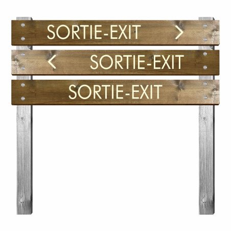 Panneau en bois gravé sortie-exit pour bi-mât