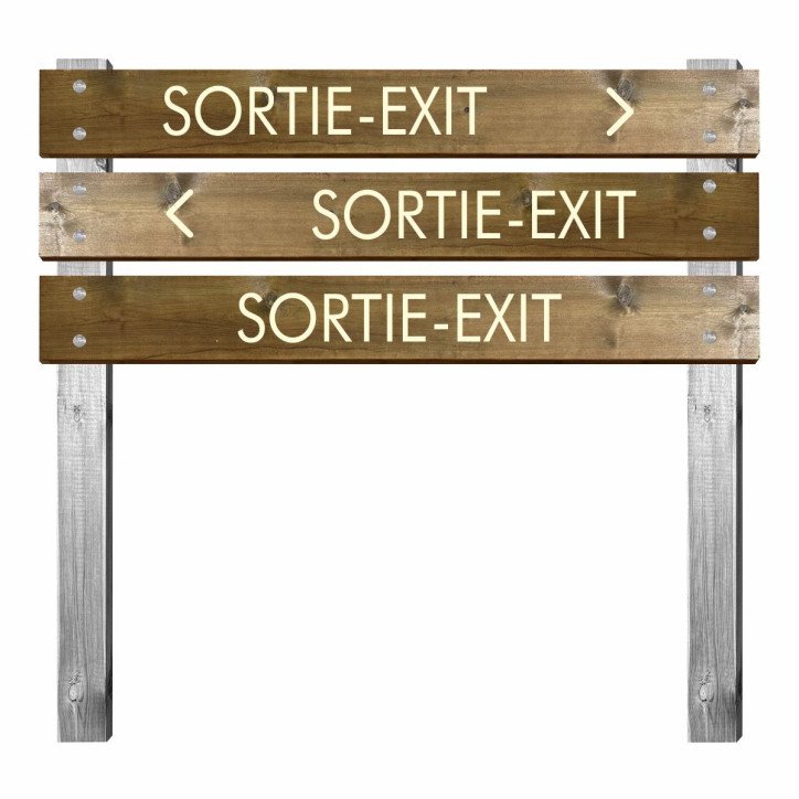 Panneau en bois gravé sortie-exit pour bi-mât Panneau en bois gravé sortie-exit pour bi-mât