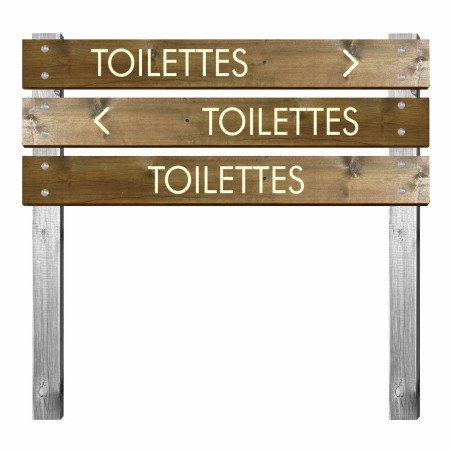 Panneau toilettes en bois gravé pour bi-mât